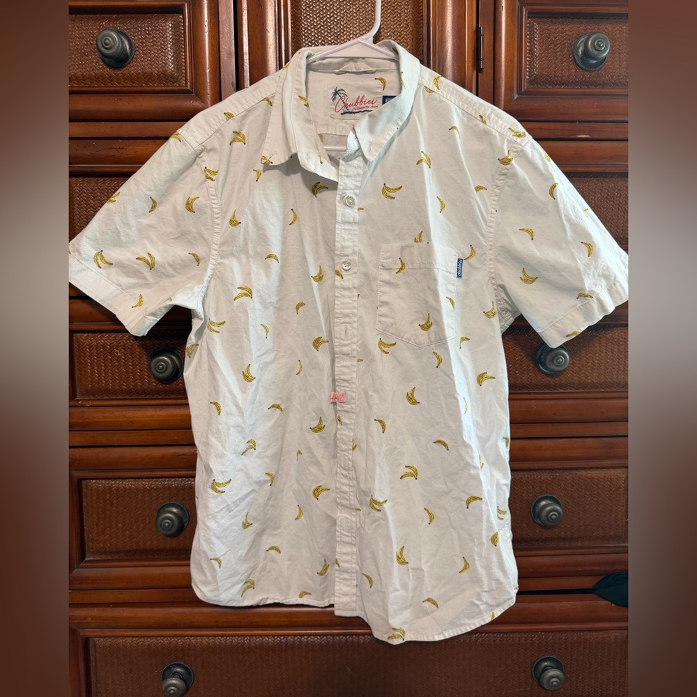 Men's Chubbies White Banana Print Hawaiian Shirt